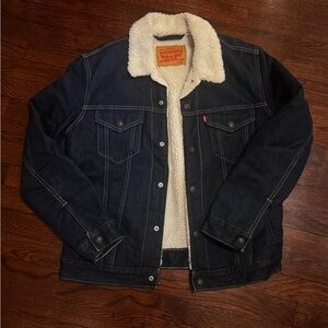 Men's Levi Strauss Navy Denim Sherpa Lined Jacket